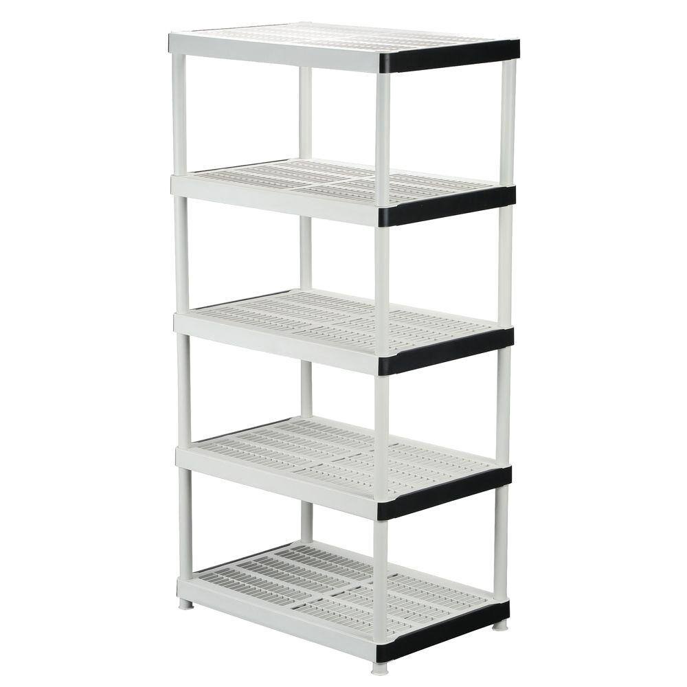 5-Tier Plastic Garage Storage Shelving Unit in Gray