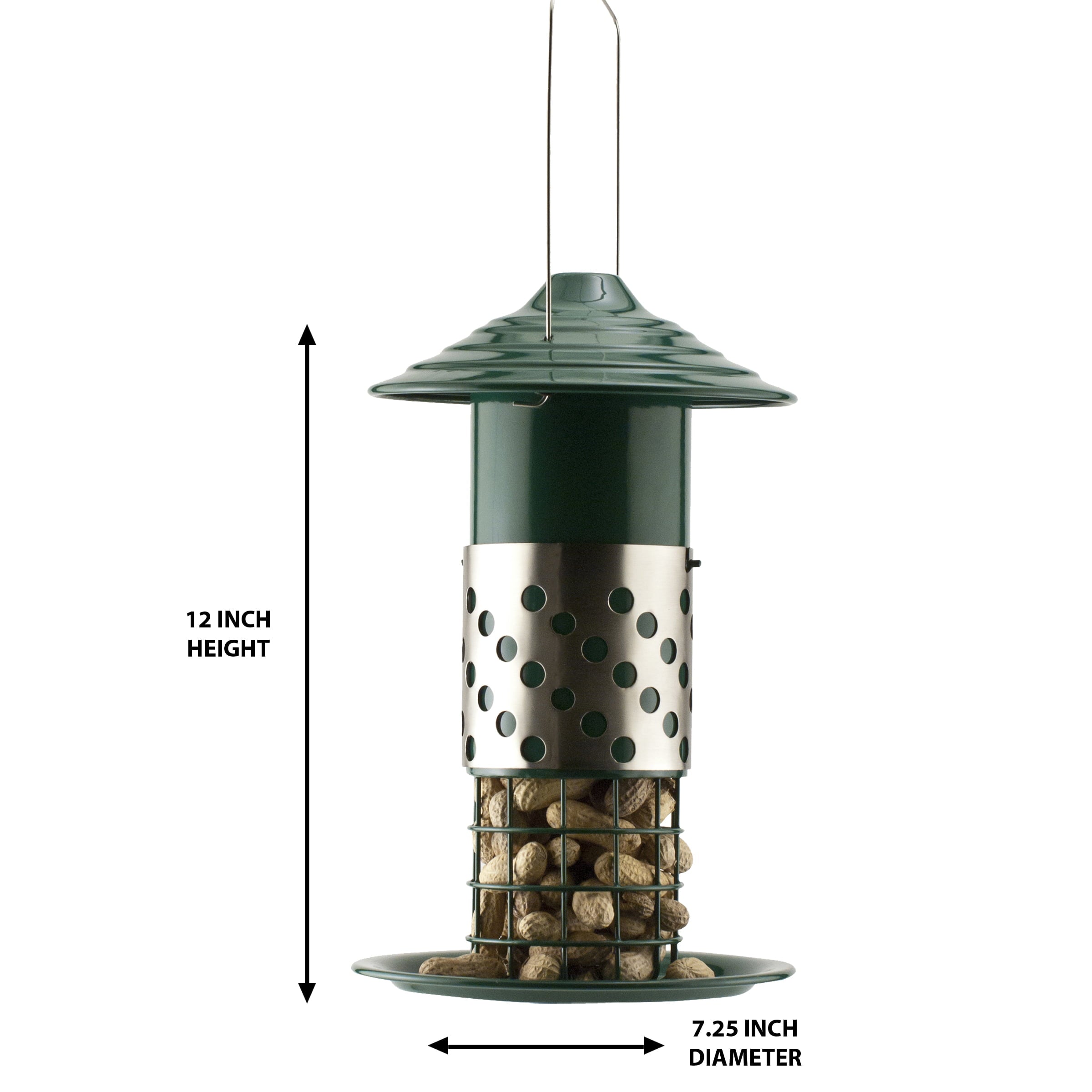 Panacea Products Metal Wild Bird  Tube Feeder， Green-1 lb Capacity