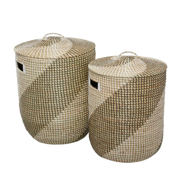 Set Of 2 Contemporary Sea Grass Storage Baskets Brown Olivia amp May