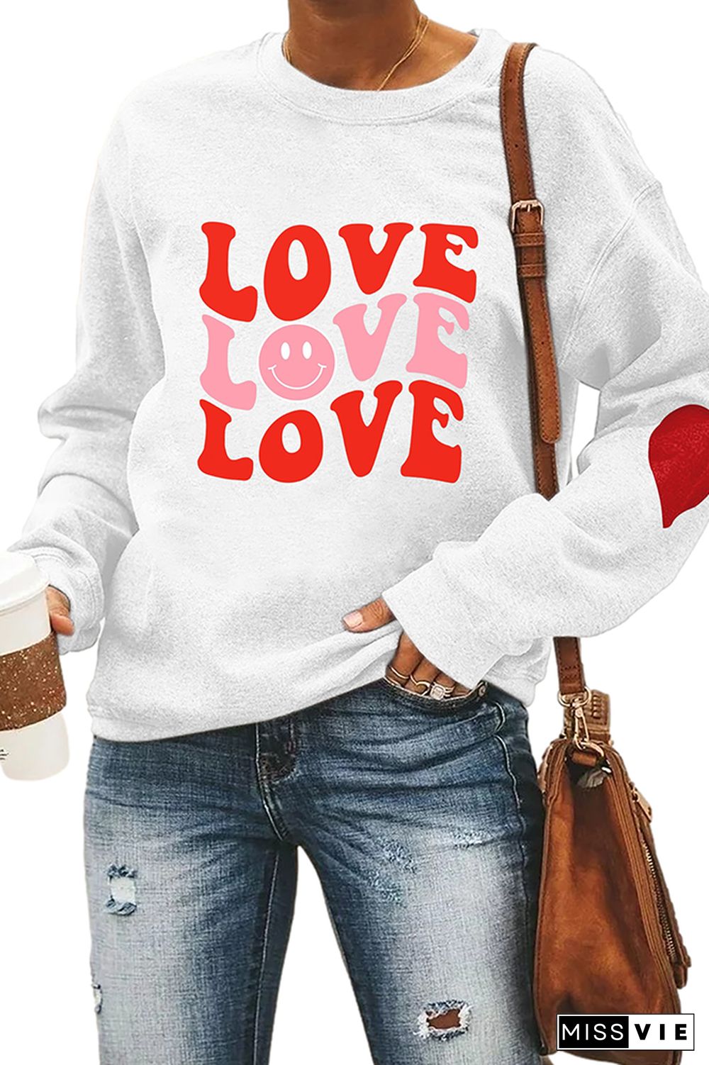 Valentines Day Heart Pullover Longsleeve Sweatshirt Wholesale