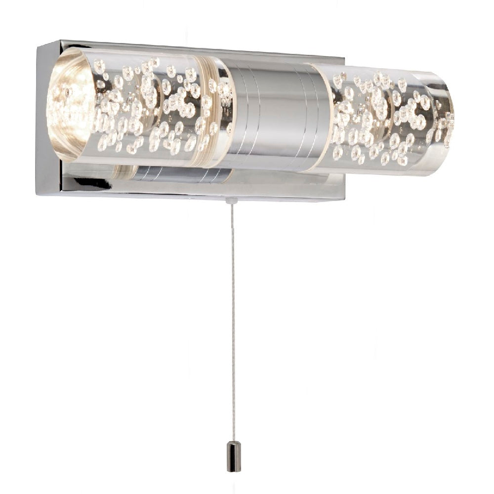 Britalia BRT330047 LED Polished Chrome & Twin Bubble Shade Bathroom Switched Wall Light