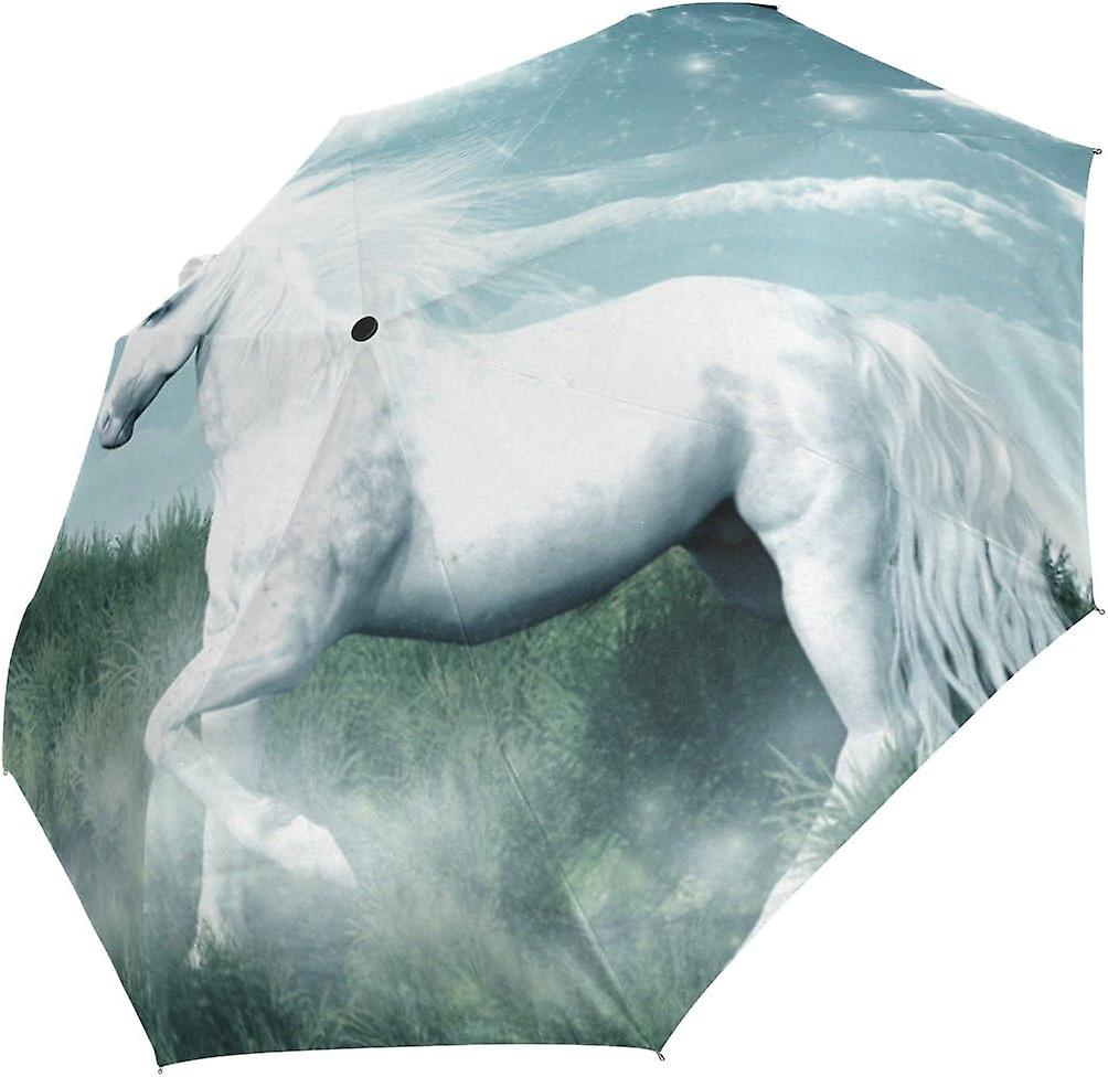 Rain Umbrella Automatic Windproof Foldable Umbrella Unicorn Misty Waterfall