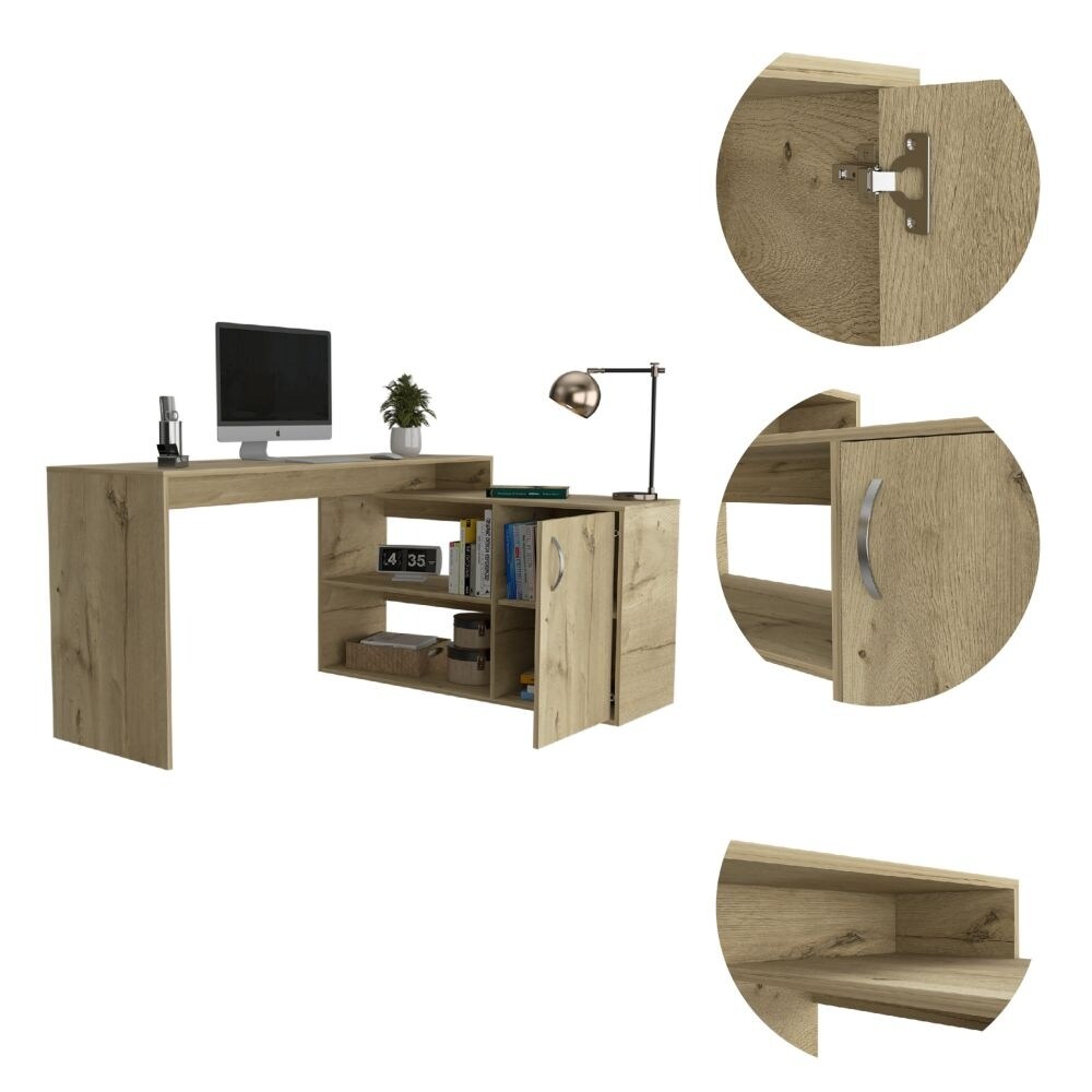 Boston L Shaped Desk  Single Door Cabinet And 2 Interior Shelves