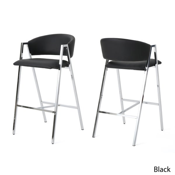 Marlon Modern 28-inch Backed Faux Leather Barstool (Set of 2) by Christopher Knight Home