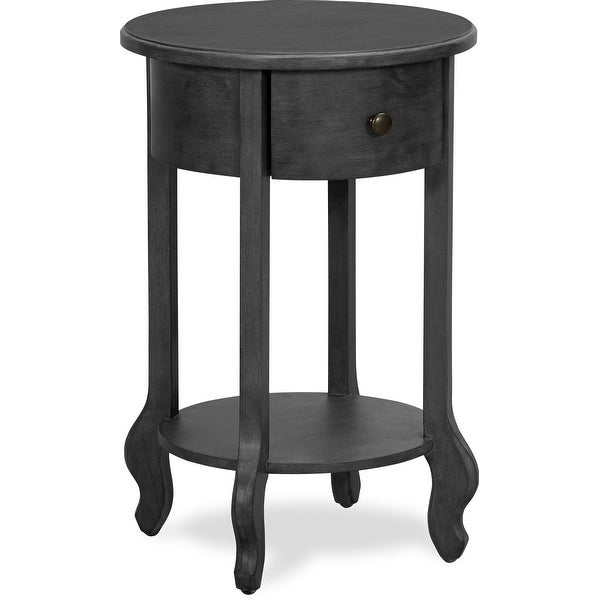 Finch James Round Wooden Accent Side Table with 1 Drawer