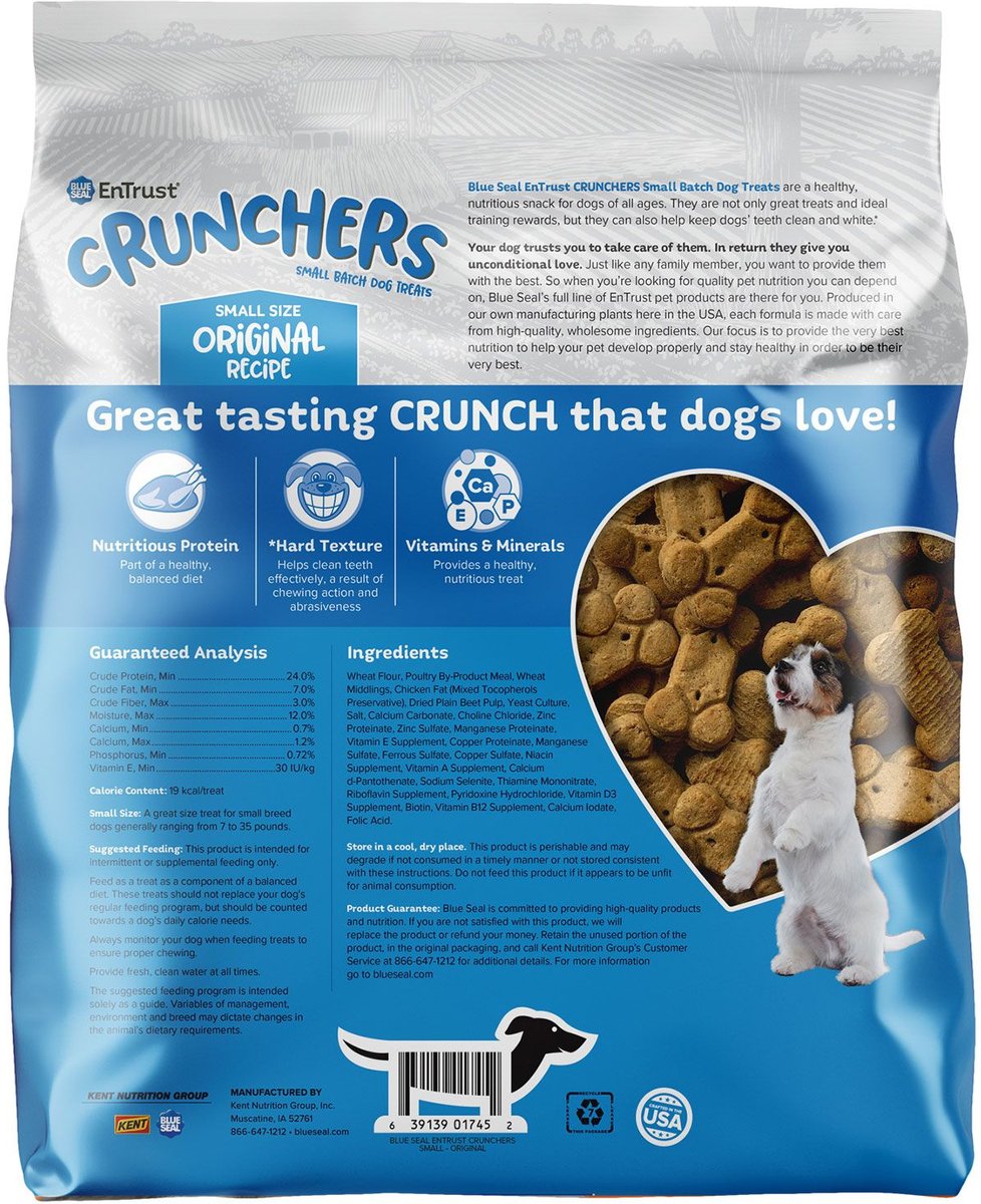 Blue Seal EnTrust Crunchers Original Crunchy Dog Treats， Small， 3.5-lb bag