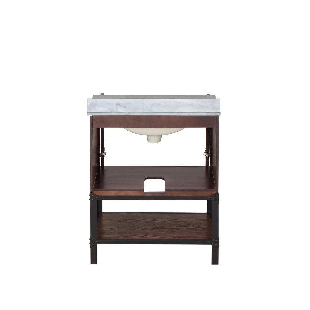 Home Decorators Collection Alster 30 in. W x 22 in. D x 34.5 in. H Vanity in Brown Oak with Engineered Calacatta Grey Marble Top and White Sink TJ-0401V3022BR