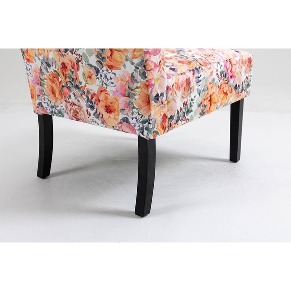 Floral Fabric Design Upholstered Accent Chair Side Chair SET OF 2