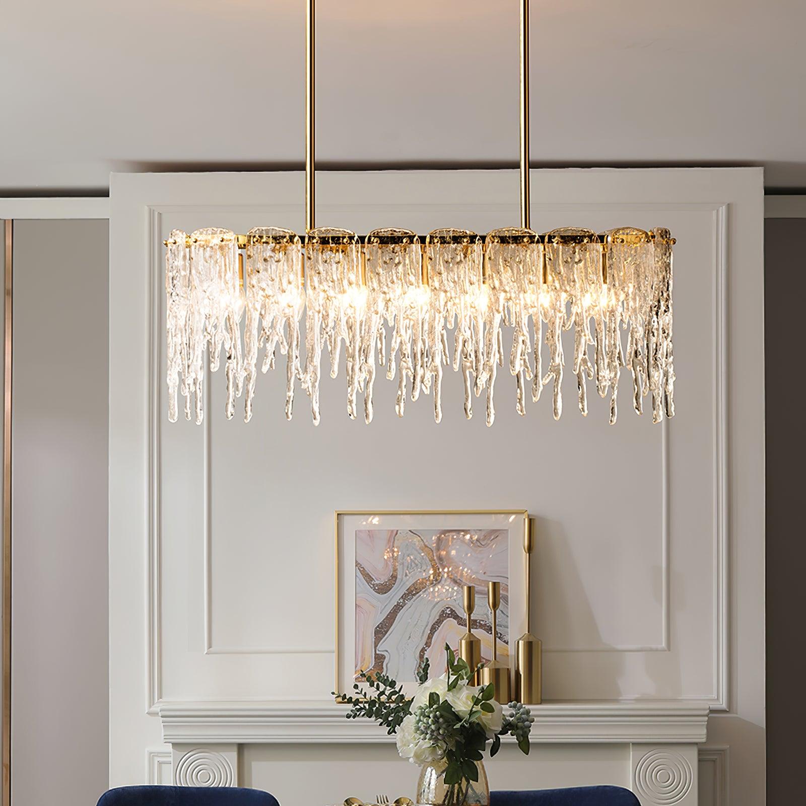 Rectangular Icicle Glass Chandelier