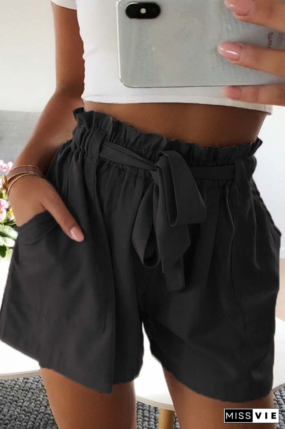 Casual Wide Leg Shorts With Ruffle(5 Colors)