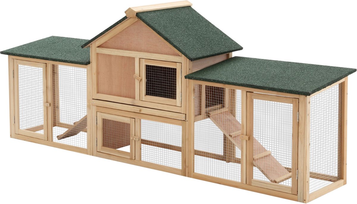 PawHut 2-Story Wooden Deluxe Rabbit Bunny House