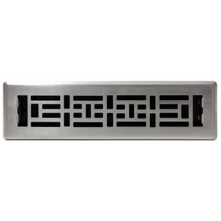 Decor Grates 2 in. x 12 in. Steel Brushed Nickel Oriental Design Floor Register AJH212-NKL