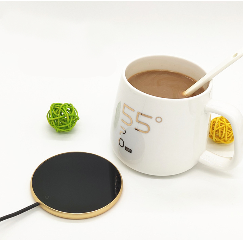 Elroy Coffee Mug Warmer Electric Beverage Plate USB Heating Coaster Milk Cup Thermostat Pad， Golden