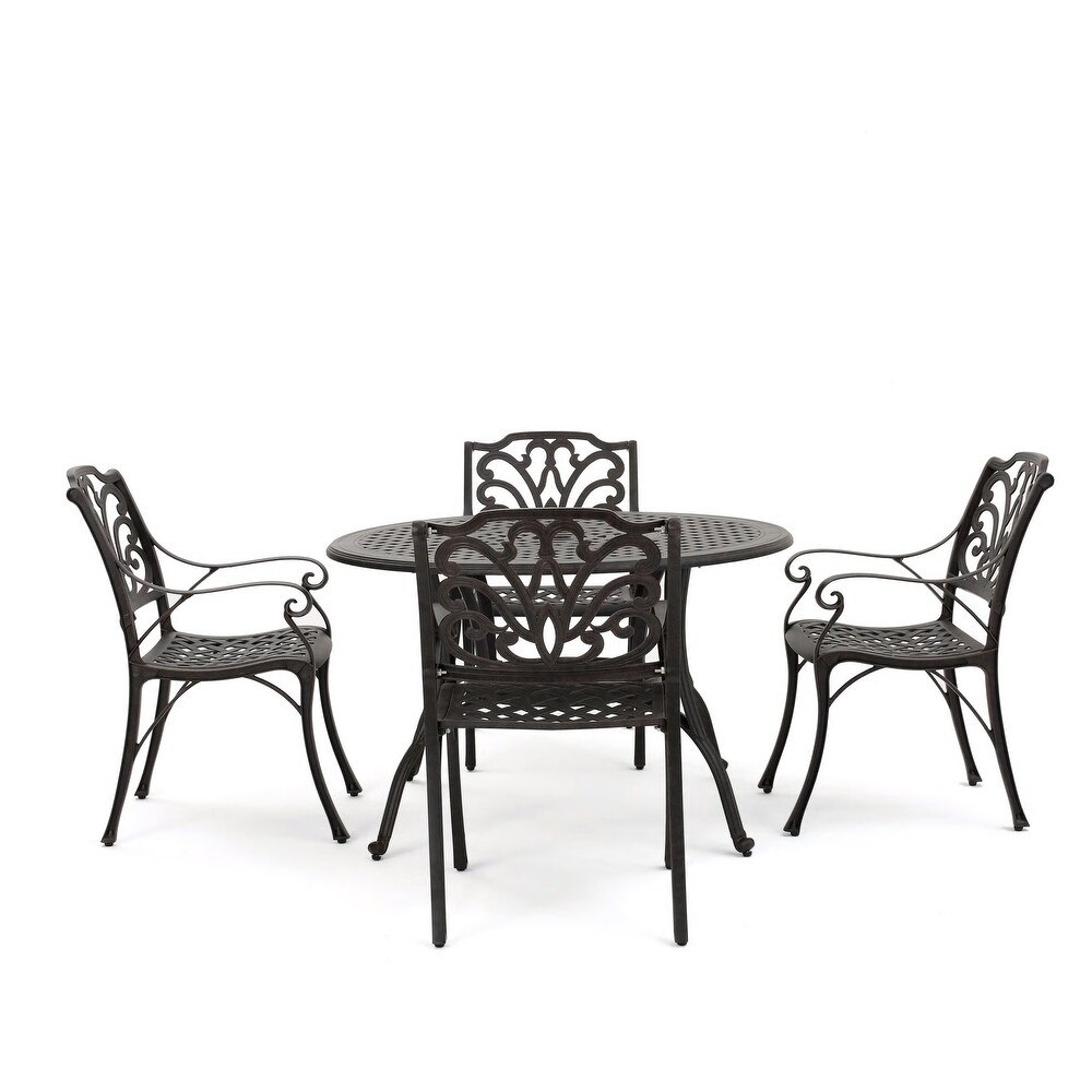 Alfresco Outdoor 5 piece Cast Aluminum Circular Dining Set by Christopher Knight Home