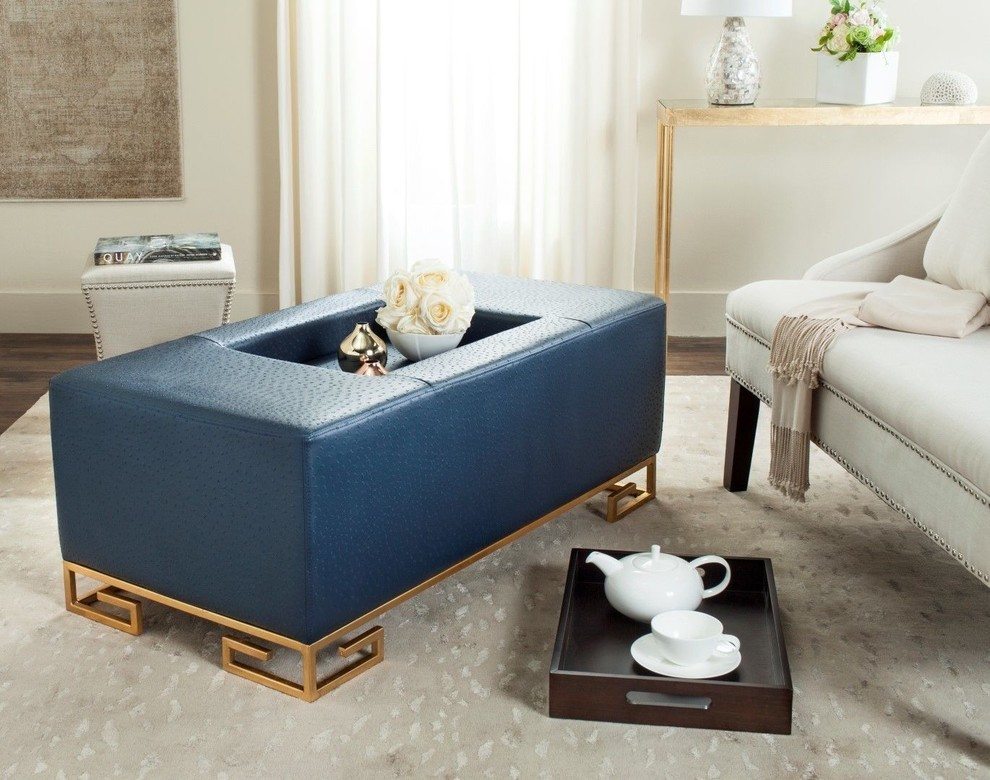 Safavieh Julian Faux Ostrich Tray Ottoman Coffee Table   Contemporary   Footstools And Ottomans   by HedgeApple  Houzz