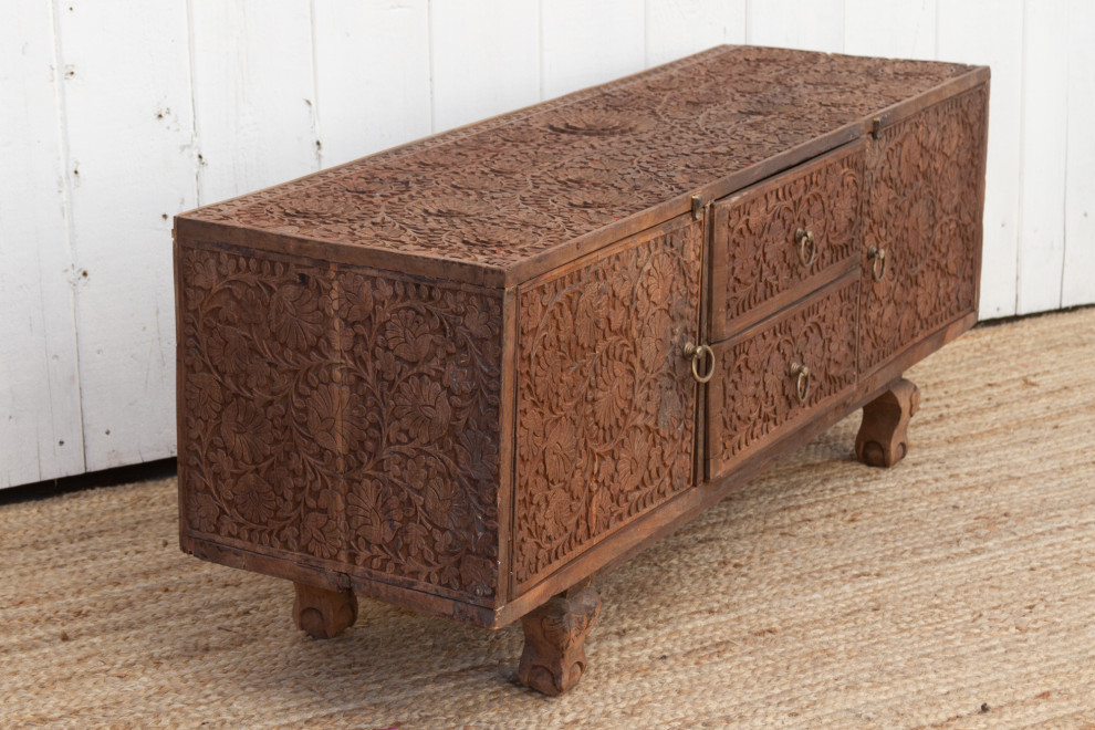 Rare Finely Carved Anglo Indian Low Cabinet   Eclectic   Accent Chests And Cabinets   by De cor  Houzz