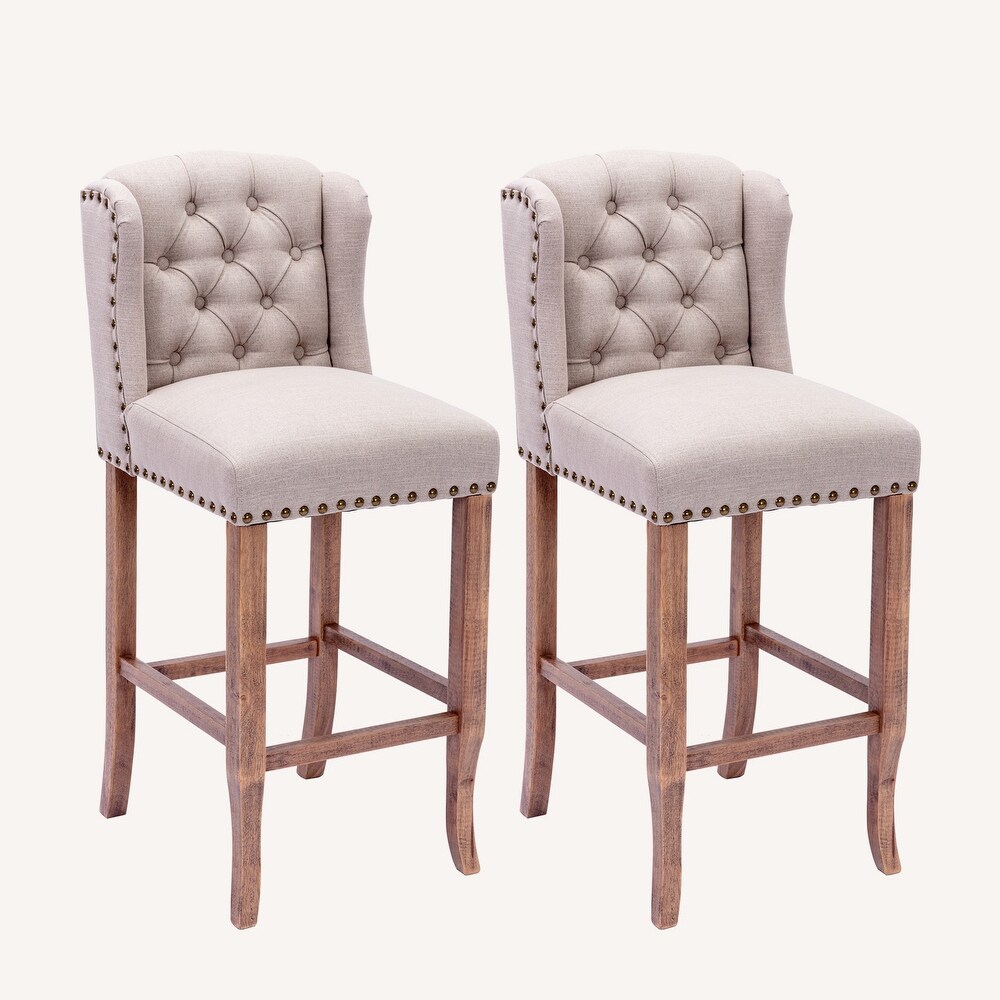 Bar Chairs with Tufted Upholstered Set of 2