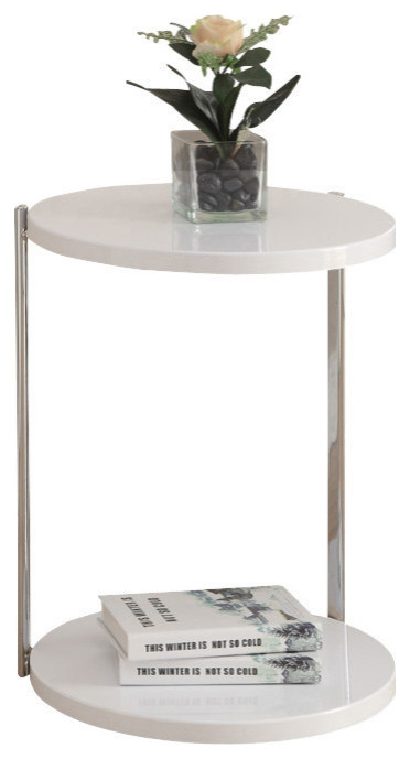 Accent Table  Round  Side  End  Nightstand  Lamp  Bedroom  Metal  Glossy White   Contemporary   Side Tables And End Tables   by Monarch Specialties  Houzz