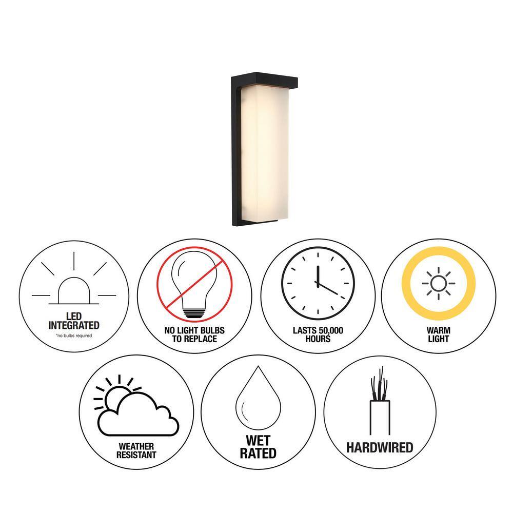 Artika Skeet Black Modern Integrated LED Outdoor Hardwired Garage and Porch Light Lantern Sconce SKT-BL
