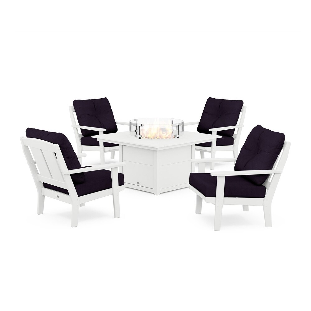 Mission 5 Piece Deep Seating Set with Fire Pit Table