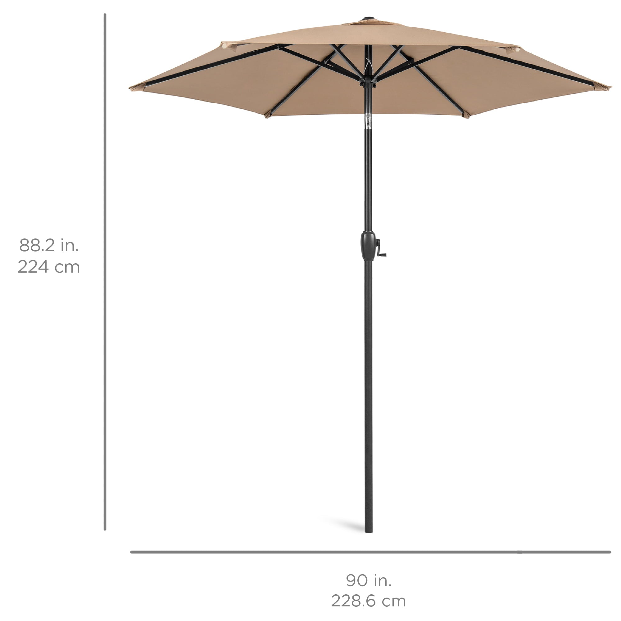 Best Choice Products 7.5ft Heavy-Duty Outdoor Market Patio Umbrella w/ Push Button Tilt, Easy Crank Lift, Tan