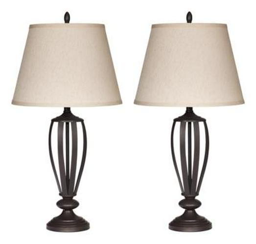 Signature Design by Ashley Mildred Modern Bronze Metal Table Lamp， Set of 2， 29.75 ， Almost Black