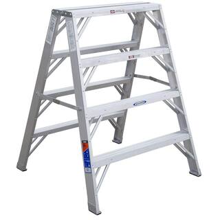 Werner 4 ft. Aluminum Extra-Wide Work Stand Step Ladder with 300 lb. Load Capacity Type IA Duty Rating TW374-30