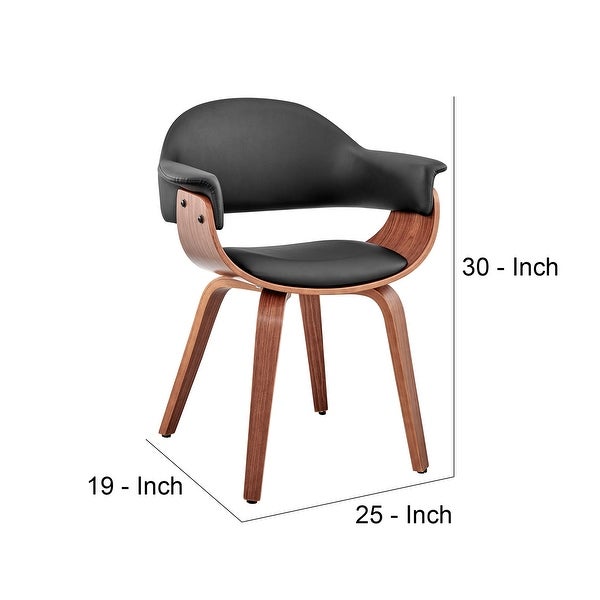 Leatherette Dining Chair with Curved Seat， Black and Brown