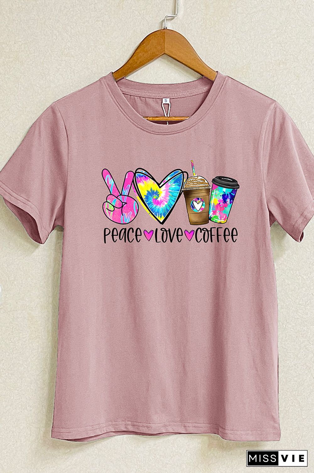 Peace Love Coffee Short Sleeve Graphic Tee Wholesale