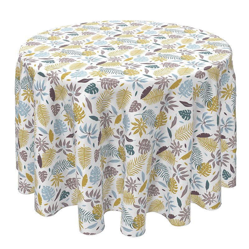 Round Tablecloth， 100% Cotton， 60 Round， Paradise Palm