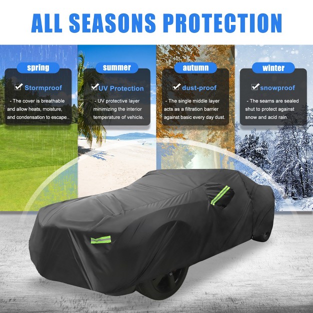 Unique Bargains Waterproof With Zipper Car Cover For Chevy Camaro 2010 2021 Black