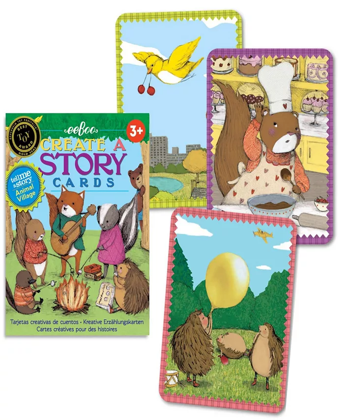 Eeboo Animal Village Create a Story Pre-Literacy Cards Set  36 Cards