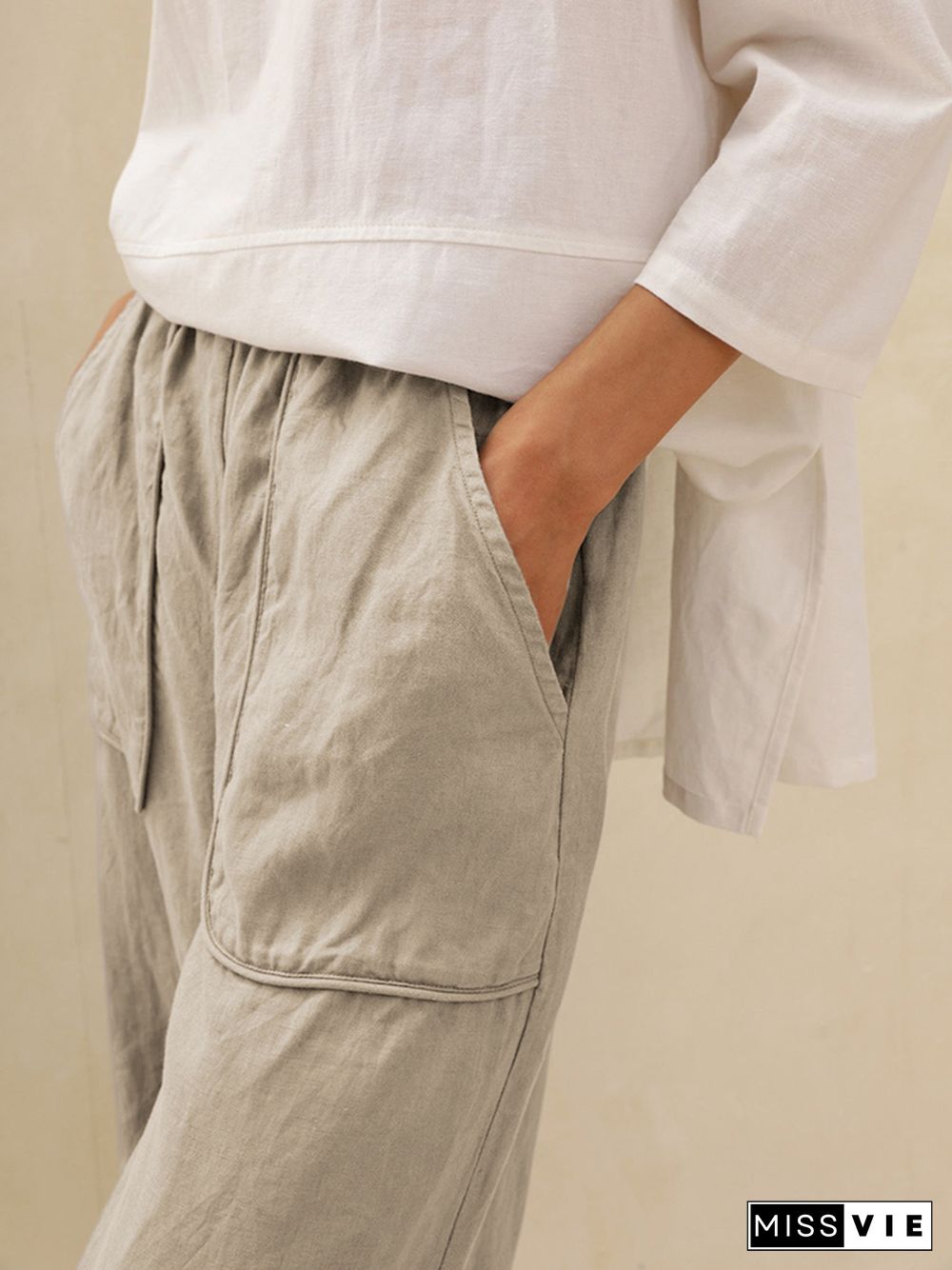 Thalia Linen Pocket Wide Leg Pants