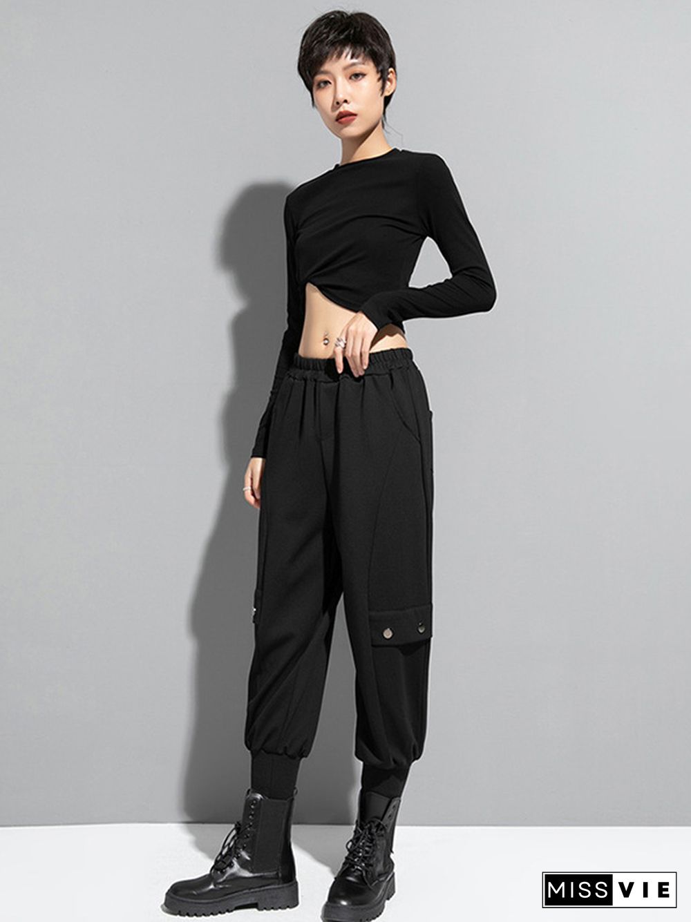 Loose Cool Solid Color Casual Harem Pants Bottoms