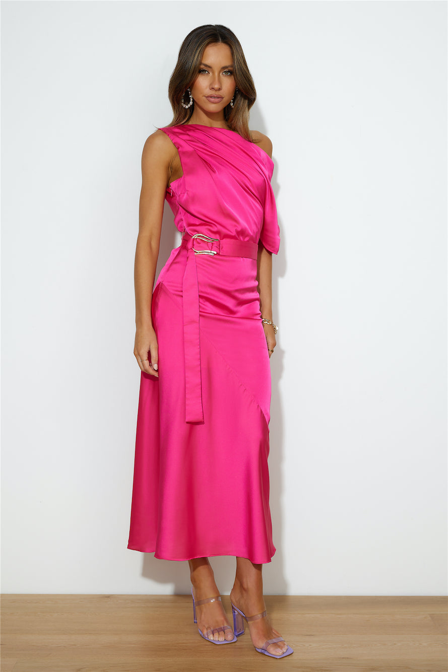 Party To Attend Midi Dress Fuschia