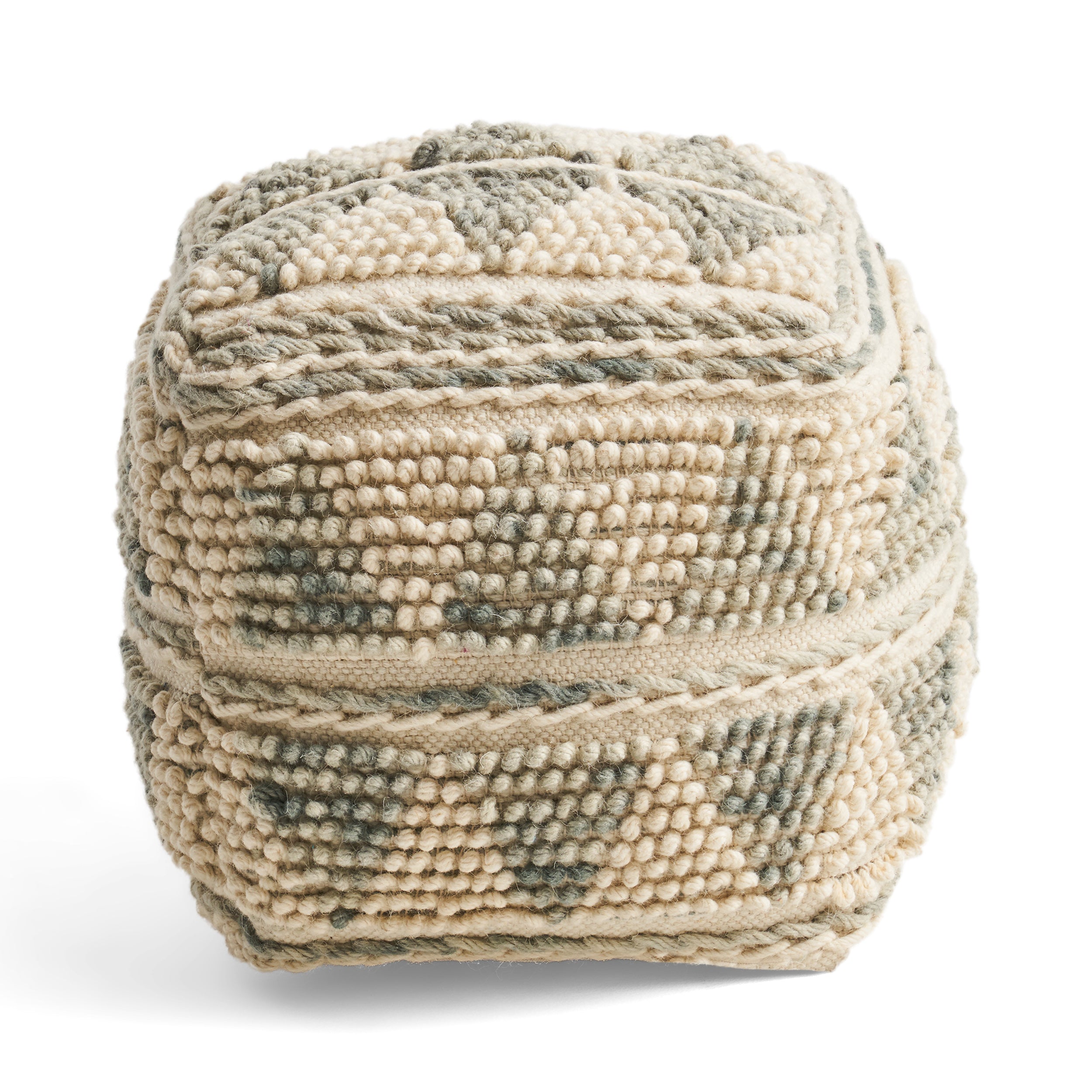 Rosalin Boho Wool and Cotton Ottoman Pouf