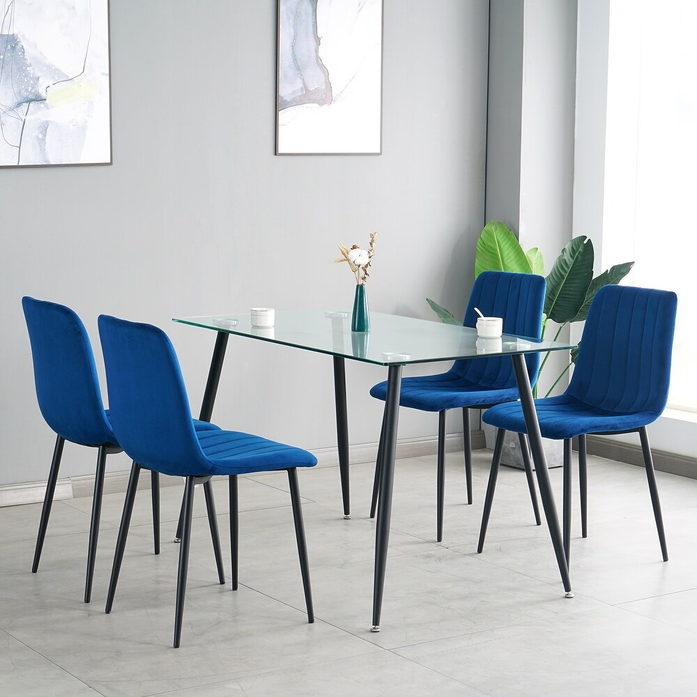 Set of 4 Upholstered Velvet Modern Dining Chair with Metal Legs