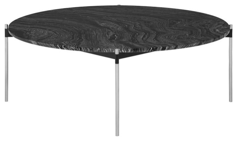 Brunello Coffee Table black wood vein marble top   Midcentury   Coffee Tables   by Virgil Stanis Design  Houzz