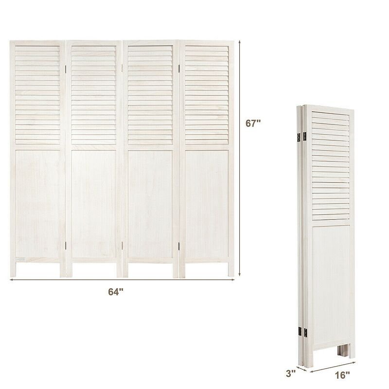 5.6 Ft Tall 4 Panel Folding Privacy Room Divider-White