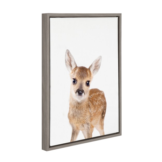 X 24 quot Sylvie Baby Deer Framed Canvas By Amy Peterson Gray Kate And Laurel