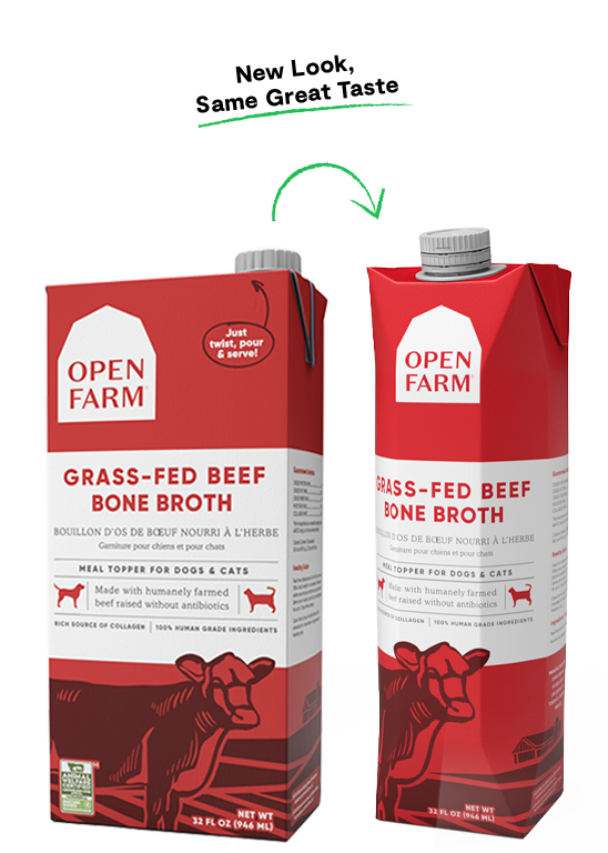 OPEN FARM GRASS-FED BEEF BONE BROTH FOR DOGS and CATS;