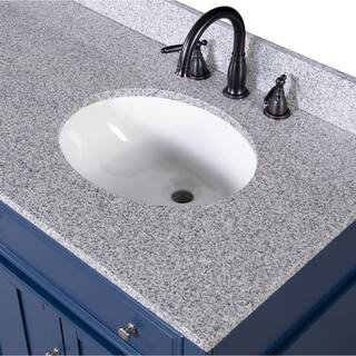 Home Decorators Collection Fremont 72 in. W x 22 in. D x 34 in. H Vanity in Navy Blue With Grey Granite Top and White Sinks TJ-FTV7222BLU