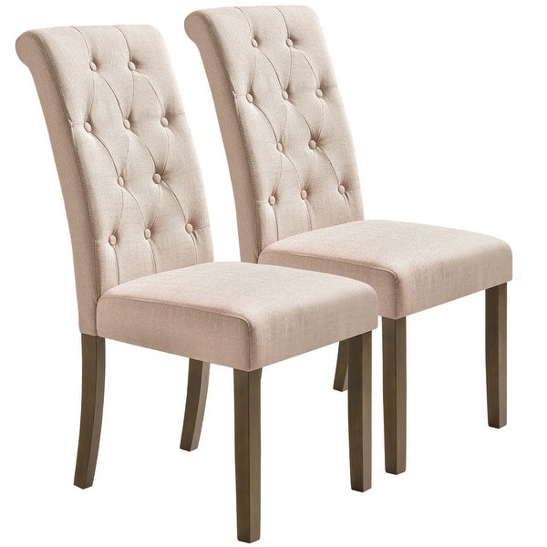 Elegant Solid Wood Tufted Dining Chair (Set of 2)