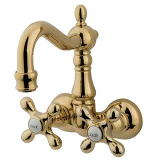 Kingston Brass Vintage 2-Handle Wall-Mount Clawfoot Tub Faucets in Polished Brass HCC1077T2