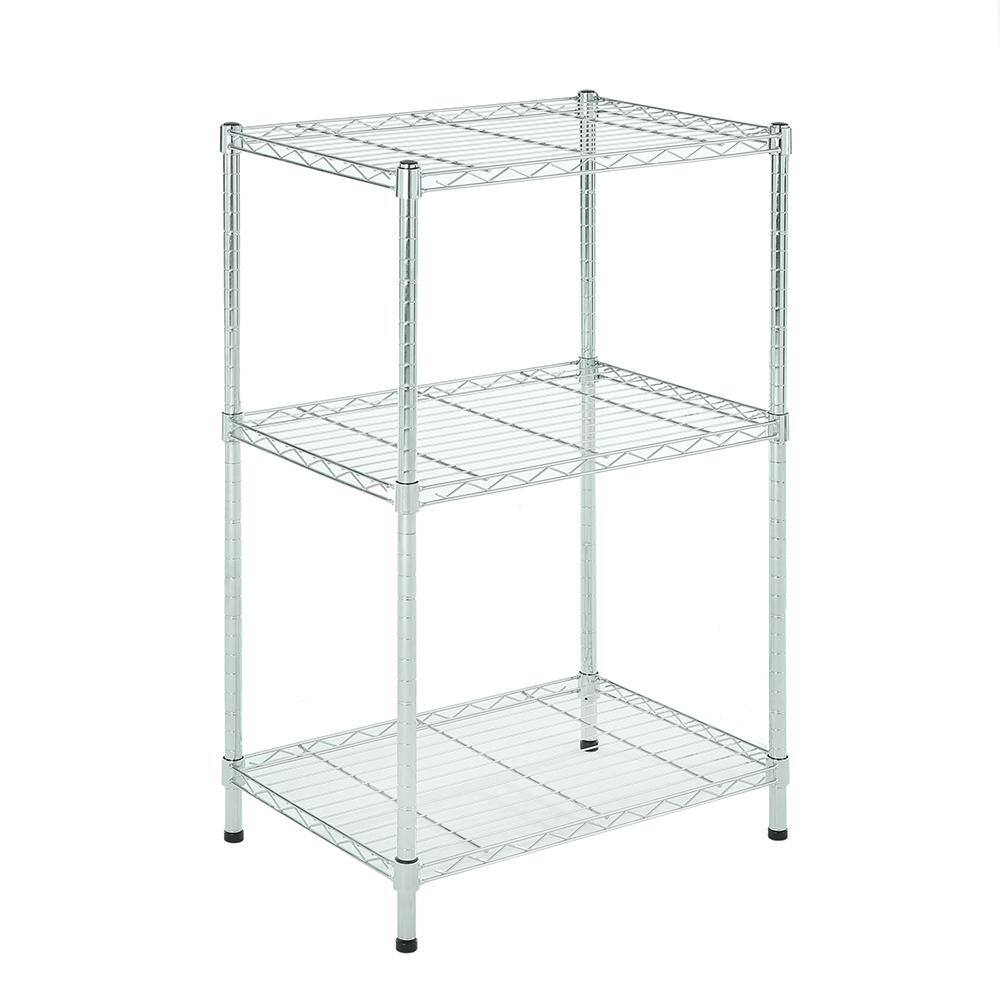 MZG Chrome 3-Tier Steel Shelving 15.7 in. x 23.6 in. x 37.5 in. 406095OFH301SG