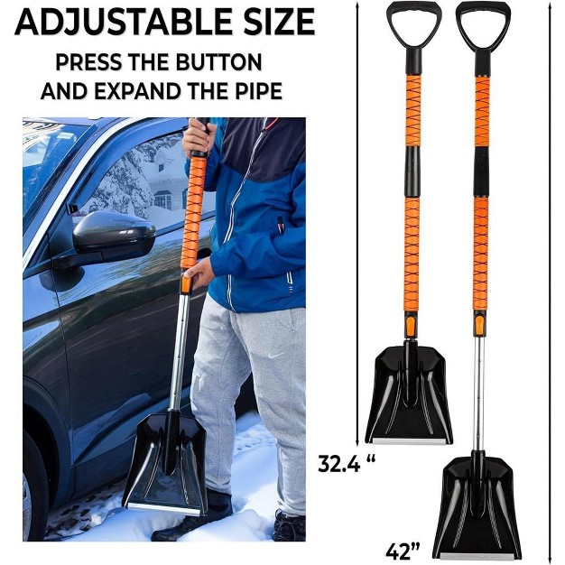 Rotating Snow Squeegee Head Extendable Ice Scraper Shovel Snow And Ice Remover 2 pack