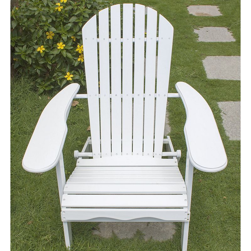 Northbeam Outdoor Acacia Foldable Wooden Deck Lounge Chair W/ Side Table， White