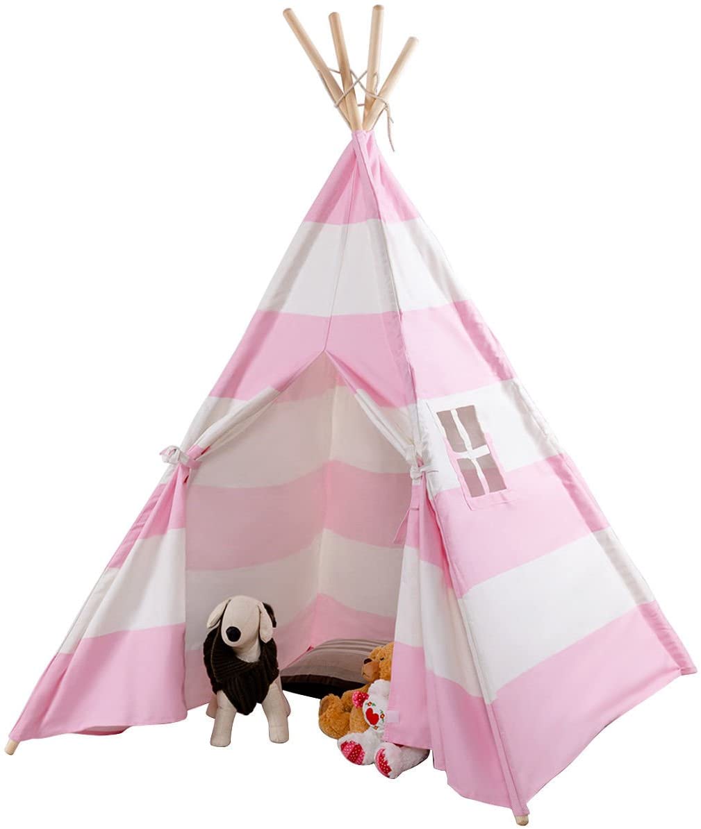 Costzon Kids Play Tent Indian Tent 5' Cotton Canvas Baby Children Playhut with Carry Bag