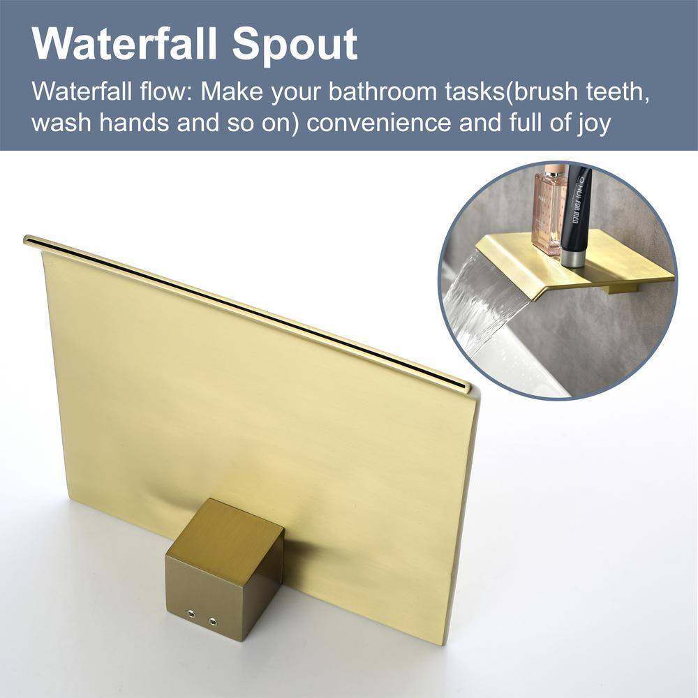 Nestfair Single-Handle Wall Mounted Bathroom Faucet in Brushed Gold SMD2416G