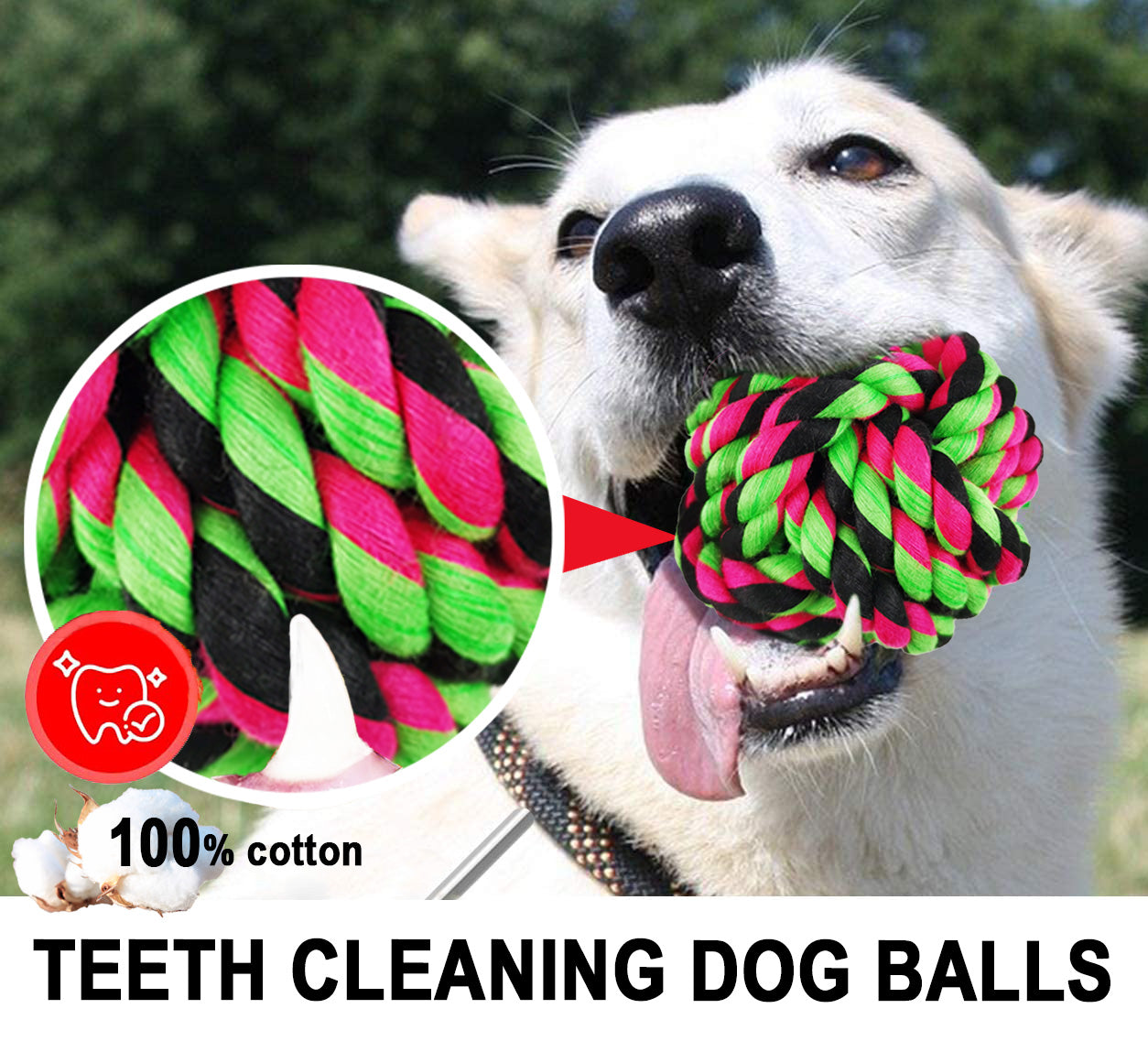 XL Dog Chew Toys for Aggressive Chewers， 6 Pack Almost Indestructible Dog Balls for Large Dogs， Heavy Duty Dental Cotton Dog Rope Toy for Medium Dogs， Puppy Teething Chew Toys， Interactive Dog Toys